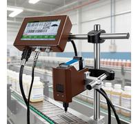 Inkjet Coding Machine, Automatic Batch Printer with 360° Rotating Printhead, 4.3-Inch Touchscreen for Text, Barcode, Batch Number, Label, Image Printing