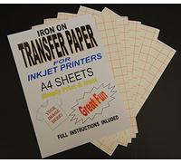 Inkjet Printable Iron On T Shirt & Fabric Transfer Paper for Light Fabrics 10 A4 Sheets