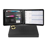 Inkline 7 Ring Check Binder Portfolio -Professional PU Leather Binder with Zippered Closure -500 Check Capacity -9x13 Inch Sheets -Document & Card Organizer - Large Tablet Pocket - Black (80001)