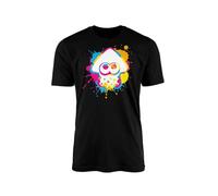 Inkling Colour Ink Splat T-Shirt Top Tee - Squid Splat Octolings Turf War Battles Third Person Shooter Online Video Game Campaign Adult Teen Kids Gift Present (5-6 Years, Black)
