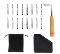 INKNOTE 16 PCS Tuning Pin with L-shape Wrench Gooseneck Hammer Lever and Dust Free Cloth for Lyre Harp Zithers Harpsichord Dulcimer and Other Primitive Stringed Instruments