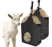 INKNOTE 2 Pcs Hay bag Hanging goat feeder tote bag Feeder hay slow Premium oxford cloth with metal ring and adjustable strap for horses donkeys cows alpacas ostriches or other animals(Black)