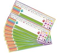 INKNOTE 32 PCS Name Tags for Classroom Self Adhesive Multipurpose Manuscript Name Plates for desks, with Alphabet, Numbers, Ruler and Shapes, for Kid from Pre-Kindergarten to Primary School