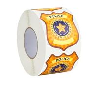 INKNOTE 600Pcs Police Badge Stickers for Kids Self Adhesive Name Tag for Theme Party Favor Supplies 2.36 X 1.97in Yellow