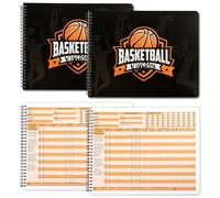 INKNOTE Basketball Scorebook with Building Page for 50 Games, Basketball Stats Book, 14.5 x 9 Inch, Side by side, Trainer and Referee Scorebook for High School, Middle School, Little League for