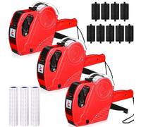 Inkoby 3 Pack 8 Digits Price Tag- Pricing- Label Pricing- Kit with 30 Rolls Labels & 9 Ink Rollers Blue