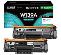 iNKPAD 139A W1390A Toner Cartridge (with Chip) Replacement for HP 139X 139A W1390A W1390X Toner Compatible for LaserJet Pro MFP 3102 3102FDN 3102FDW 3002 3002D 3002DW Printer (2 Black)