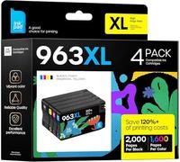 iNKPAD 963XL Ink Cartridges Multipack for HP Officejet Pro 9010 printers | For HP 963 XL for HP Officejet Pro 9016 9019 9018 9013 9020 9015 9012 9022 9014 9025 4-Pack, Black Cyan Magenta Yellow