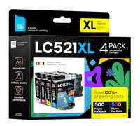 iNKPAD LC521XL LC521 Ink Cartridges Replacement for Brother LC521 LC521XL LC-521 LC-521XL LC521VAL for Brother DCP-J1313DW DCP-J1360DW DCP-J1460DW DCP-J1310DW DCP-J1260DW Printer (4 Pack)
