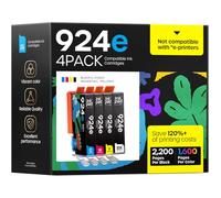 iNKPAD [with Chip 924 XL Ink Cartridges Compatible with HP 924 924XL 924e Ink for HP OfficeJet Pro 8120 8122 8123 8125 8128 8130 8132 8133 8134 8135 Printer (4 Pack, Black Cyan Magenta Yellow)