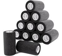 Inksafe Black Self Adherent Cohesive Bandages 10cm x 4.5m Box of 12 - Uses Include Vet Wrap, Tape for Human Wrist and Ankle Sprains and Sports Injuries