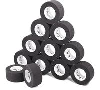 Inksafe Black Self Adherent Cohesive Bandages 2.5cm x 4.5m Box of 12 - Uses Include Vet Wrap, Tape for Wrist and Ankle Sprains, Finger and Thumb Tape,