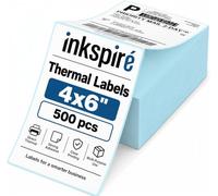 Inkspire 4x6 Thermal Labels (100 x 150mm) - 500 Direct Thermal Printer Labels, Fanfold, Waterproof & Self-Adhesive Stack, Compatible with Zebra, MUNBYN, Rollo Printers for Amazon, Royal Mail