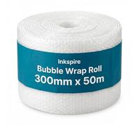 Inkspire Bubble Wrap Roll 300mm x 50m - Small Air Bubbles, Recyclable Protective Cushioning Large Bubble Wrap for Moving House Essentials, Packaging, Shipping & Storage Boxes