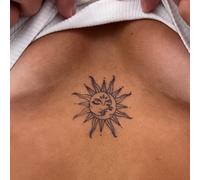 Inkster® Sun and Moon Hug Tattoo, Temporary Tattoo with EU Cosmetic Certification, Waterproof + Vegan, Revolutionary 2-Week Tattoo, Fake Tattoos and Adhesive Tattoos for Adults