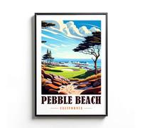 InkTitis Pebble Beach Poster - California Golf Minimalist Travel Art - Pebble Beach Golf Links Wall Decor