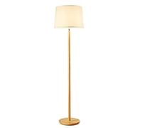 INKTUS Industrial Floor Lamp Wood Floor Lamp Living Room Lamp E27 Modern Standing Lamp With Linen Fabric Lampshade For Living Room Bedroom Office Standing Lamps