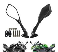 INKUDRI Motorcycle Mirrors - Ninja 400, 300, 650, ZX6R Compatible - Adjustable Convex - Black - Front