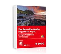 INKUWAY A4 300Gsm Double Sided Matte Photo Paper Inkjet 100sheets Heavyweight Thick Matt Double Sides Printable for Menu, Cards, DIY Printing.