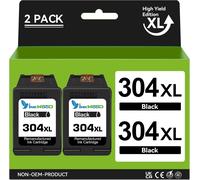 Inkwood 304XL Black Ink Cartridges,Replacement for HP 304 XL Printer Ink, for H