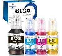 INKXWISE 32XL 31 Ink Bottles Replacement for Hp 32XL Black Ink Bottle and Hp 31 Ink Bottle Set Compatible with Hp Smart Tank 7602 6001 5000 7301 7600 5101 7001 Smart Tank Plus 651 551 455 457 Printers