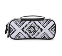Inky Black Lines Pencil Case with Handle, Large Capacity PU Leather Pencil Bag Office Organizer, Portable Cosmetic Bag for Travel, Home