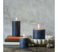 Inky Blue Pillar Candle 3 Sizes, Rustic Coloured Unscented Navy Blue Chunky Coloured Candles, Dark Blue Candles, Rustic Lighting, Tall Coloured Pillar Candles (Small: 7 x 7.5cm)