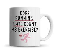 Inky Penguin - Running Late Count As Exercise - Funny Late, Fitness Gift Mug, Ceramic, 11fl. oz.