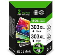 INKYEAH 303XL Ink Cartridges Black- 2X 750 Pages, Replacement for HP 303 Black Ink Cartridges Original, Printer Ink 303 XL for Envy Photo 7134 7830 6232 6230 7130 6220 6234 7100 TANGO X