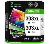 INKYEAH 303XL Ink Cartridges Black- 2X 750 Pages, Replacement for HP 303 Black Ink Cartridges Original, Printer Ink 303 XL for Envy Photo 7134 7830 6232 6230 7130 6220 6234 7100 TANGO X