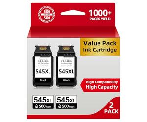 INKYEAH 545XL Ink Cartridges Black- 2x 500+ Pages, Replacement for Original Canon 545 Ink Cartridges, Printer Ink PG-545 Black for Pixma TS3300 TR4500 TS3450 MG2550s TS3150 MX495 MX490 TR4550 TR4551