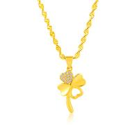 Inlaid Crystal Clover Pendant 24k Gold Plated Necklace Crucifix Cross Necklace Pendant for Mens Womens