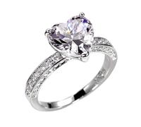 Inlaid Heart-Shaped Pink Diamond Zircon Ring Wedding Engagement Jewelry For Women Luxury Banquet Bride Accessories