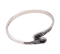 Inlaid Imitation Green Retro Adjustable Opening Friendly Alloy Couple Bracelet Gw5610 (Black, One Size)