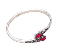 Inlaid Imitation Green Retro Adjustable Opening Friendly Alloy Couple Bracelet Gw5610 (Red, One Size)