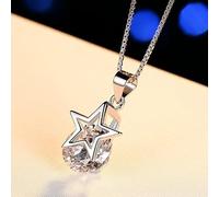 Inlaid Korean fashion silver jewelry pentagram necklace women's five-pointed star pendant clavicle chain