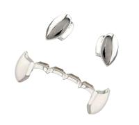 Inlaid Small Fangs Left Right Canine Set Copper Body Jewelry Lightweight Double Piece Design for Daily Wear Vampire Fang Jewelry