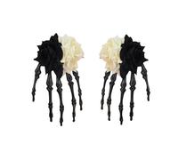 INLANDSIS Halloween Gothic Skeleton Hand Hair Clips with Bowknot, Punk Rock Horror Zombie Hair Accessories, Cosplay Party Costume, Cute Cool Elegant Rose Ghost Design (2-Rose3)