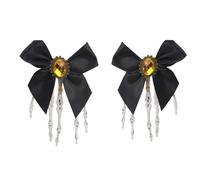 INLANDSIS Halloween Gothic Skeleton Hand Hair Clips with Bowknot, Punk Rock Horror Zombie Hair Accessories, Cosplay Party Costume, Cute Cool Elegant Rose Ghost Design (Bow-4)