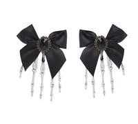 INLANDSIS Halloween Gothic Skeleton Hand Hair Clips with Bowknot, Punk Rock Horror Zombie Hair Accessories, Cosplay Party Costume, Cute Cool Elegant Rose Ghost Design (Bow-2)