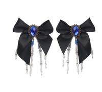 INLANDSIS Halloween Gothic Skeleton Hand Hair Clips with Bowknot, Punk Rock Horror Zombie Hair Accessories, Cosplay Party Costume, Cute Cool Elegant Rose Ghost Design (Bow-3)