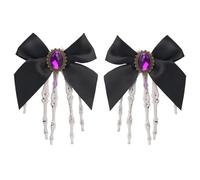 INLANDSIS Halloween Gothic Skeleton Hand Hair Clips with Bowknot, Punk Rock Horror Zombie Hair Accessories, Cosplay Party Costume, Cute Cool Elegant Rose Ghost Design (Bow-6)