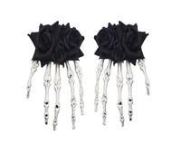 INLANDSIS Halloween Gothic Skeleton Hand Hair Clips with Bowknot, Punk Rock Horror Zombie Hair Accessories, Cosplay Party Costume, Cute Cool Elegant Rose Ghost Design (2-Rose2)