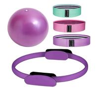 INLANDSIS Pilates Ring Kit, 5-Piece Home Fitness Set Including Yoga Ball, Resistance Band, and Booty Band(Purple)