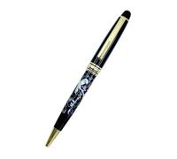 Inlay Mother of Pearl Design Handmade Ballpoint Pen Retractable Executive Gift Deluxe Rollerball Point Black Ink (Crane)