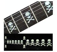 Inlay Sticker Fret Markers for Guitars & Bass - Skull with Crossbones (Sideways) - White Pearl