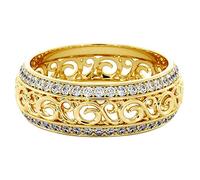 Inlay Valentine's Gift Micro Hollow for Girlfriend Day Ring Rings Anxiety Ring Set (Gold, 9)