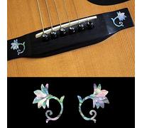 Inlaystickers for Acoustic Guitar Bridge - Oriental Flowers (L&R Set) - Abalone Mix BS-219OF-MX