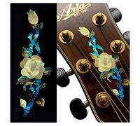 Inlaystickers for Guitar Headstock - Rose Vine H-118rv-wt