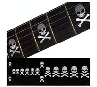 Inlaystickers Fret Markers for Guitars & Bass - Skull with Crossbones (Sideways) - Metallic